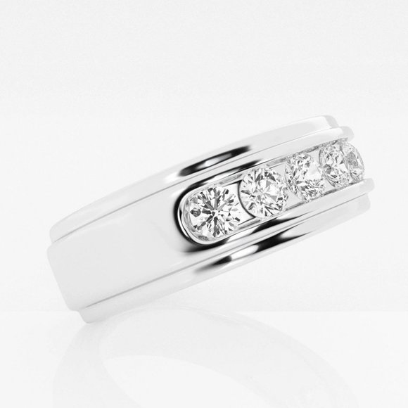 1 ctw Round Lab Grown Diamond Men Channel Set Wedding Band - Picture 2 of 4